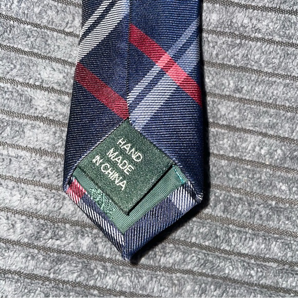Lauren Ralph Lauren Plaid Navy/red/whit Handmade Silk Tie - Picture 4 of 5